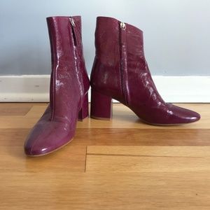 Zara Magenta Leather zip up booties
